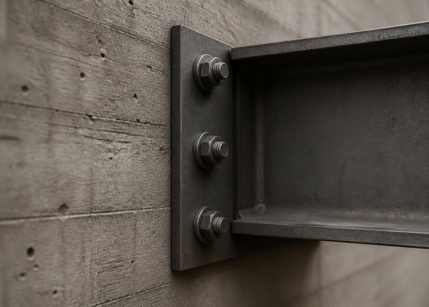 Detail of a steel and concrete structure