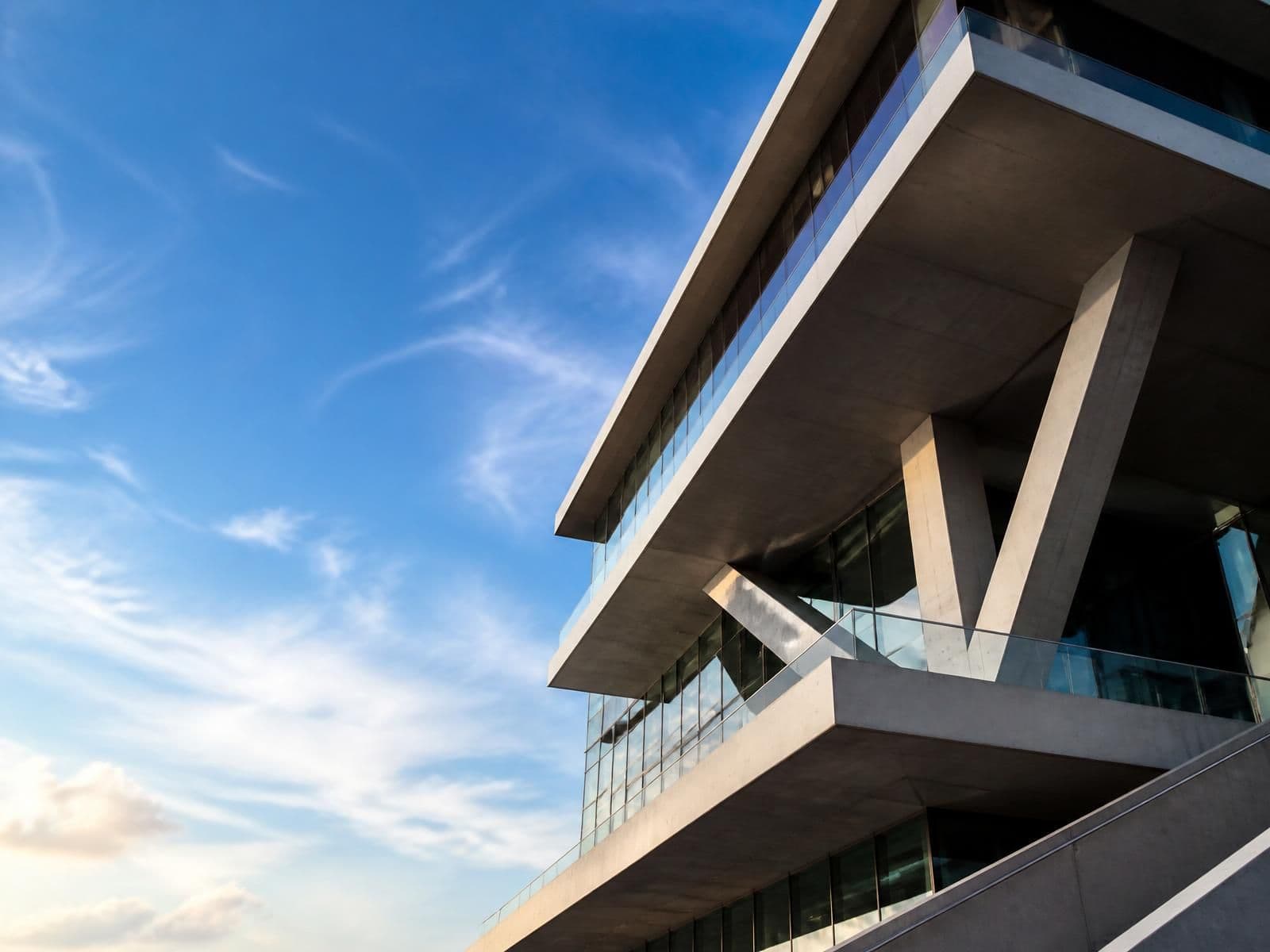 Contemporary concrete and glass façade